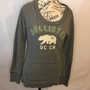 Hollister California Sweatshirt with Raised lettering and bear.  Size XS gray